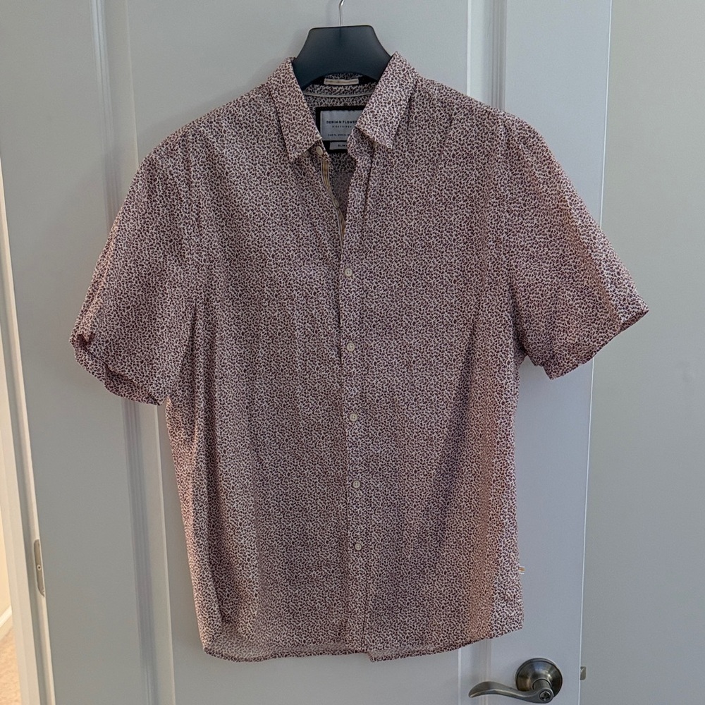 Denim & Flower Red and White Casual Button Down Shirt